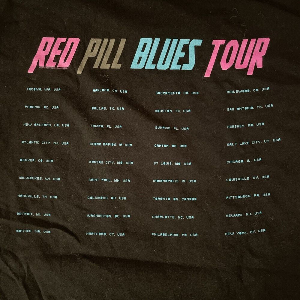 Maroon 5 Red Pills Blues Tour Black T Shirt Concert Band Woman's Size Medium - Picture 6 of 8